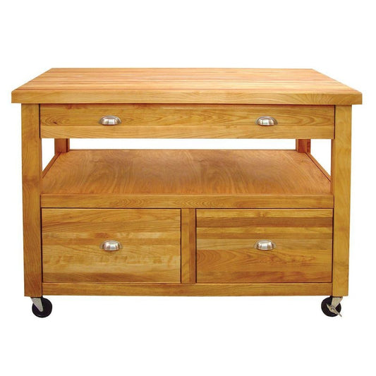 Grand Americana Natural Wood Kitchen Cart with Storage