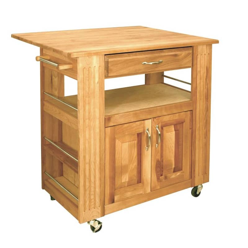 Heart-Of-The-Kitchen Natural Wood Kitchen Cart with Storage