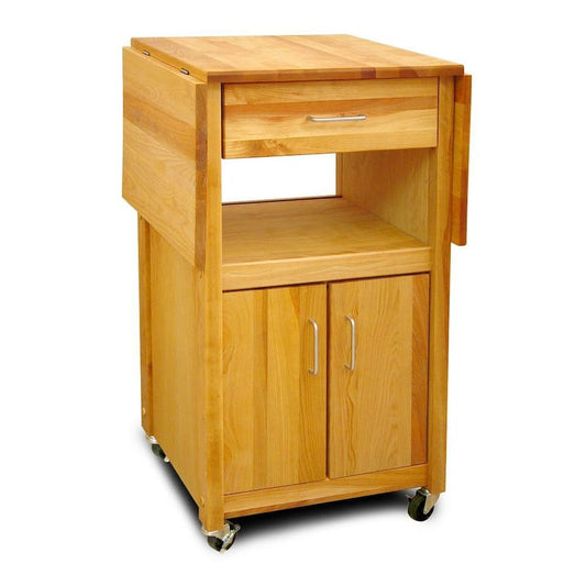 Natural Wood Kitchen Cart with Storage