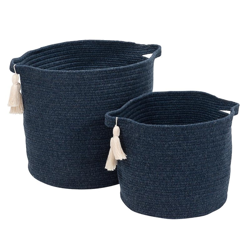 Andorra 16 in. x 16 in. x 16 in. Navy Round Blended Wool Basket