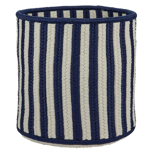 Navy Vertical Stripe Round Basket