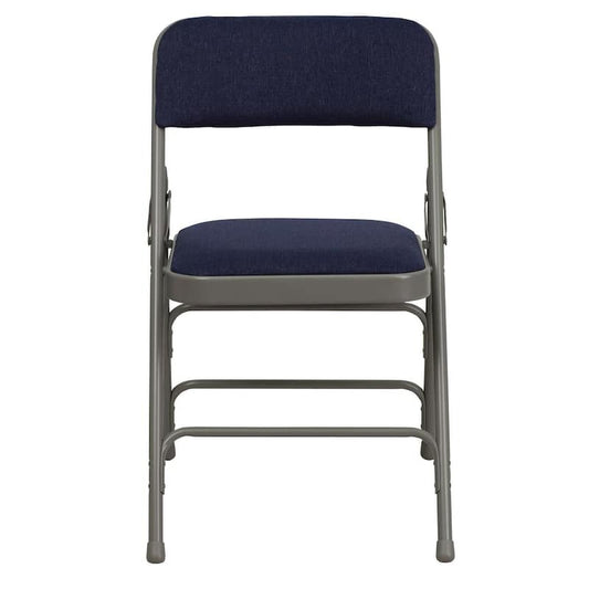 Navy Fabric/Gray Frame Metal Folding Chair (2-Pack)