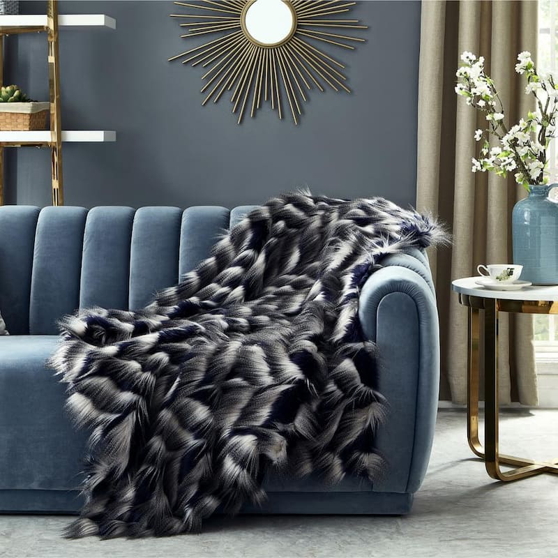 Caron 50 in. x 60 in. Navy Throw Reverse Micromink Front: 80% Acrylic 20% Polyester Back: 100% Polyester