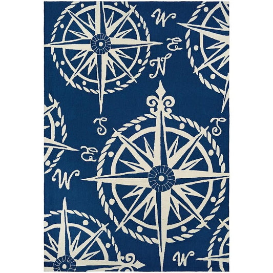 Outdoor Escape Mariner Navy-Ivory 4 ft. x 6 ft. Indoor/Outdoor Area Rug