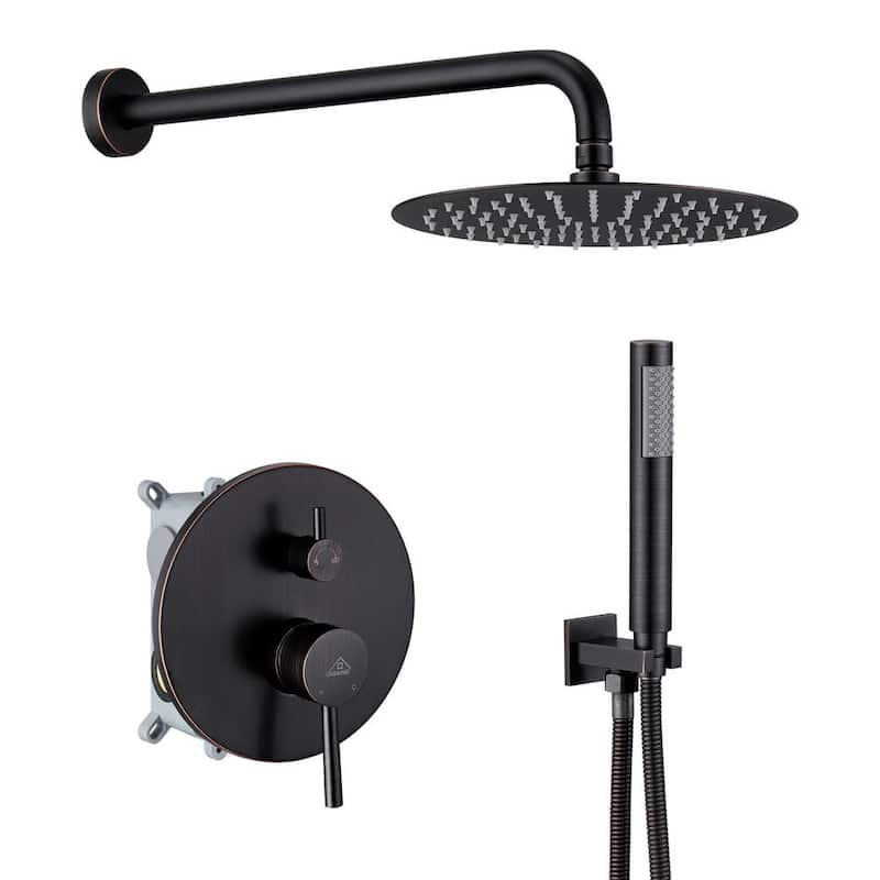 1-Spray Patterns 10 in. Wall Mount Dual Shower Heads in Oil Rubbed Bronze (Valve Included)