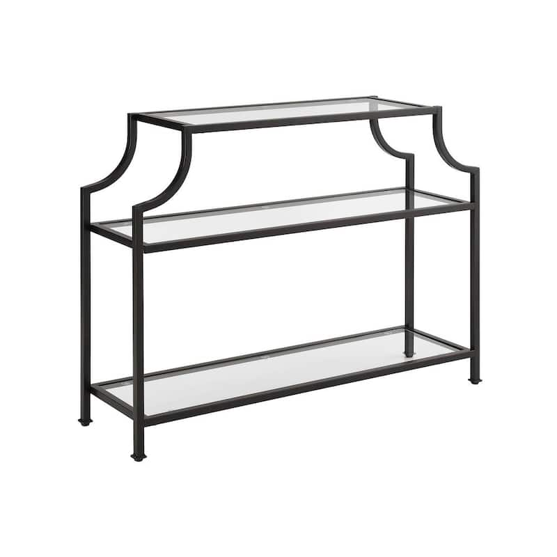 Aimee 43 in. Oil Rubbed Bronze Standard Rectangle Glass Console Table with Storage