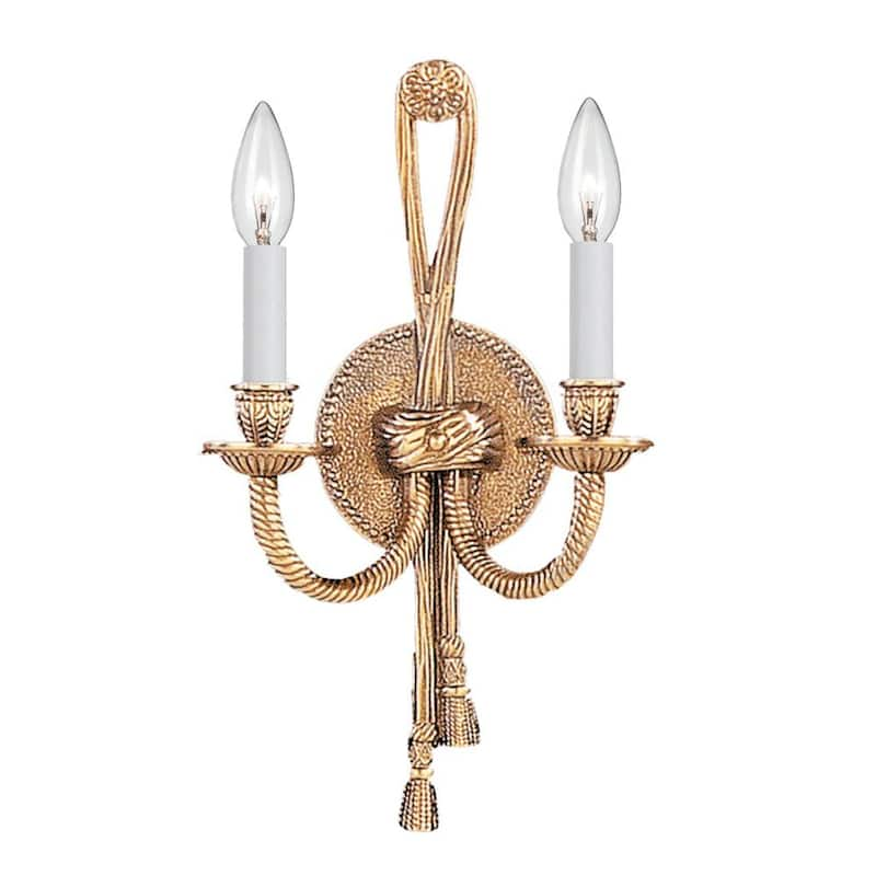 Cast Brass Wall Mount 2-Light Olde Brass Sconce