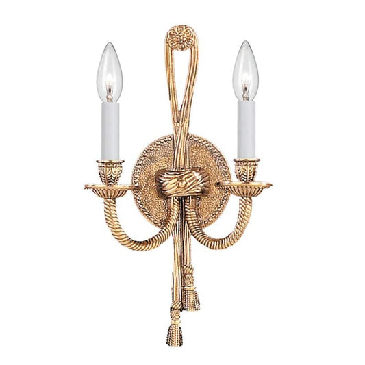 Cast Brass Wall Mount 2-Light Olde Brass Sconce