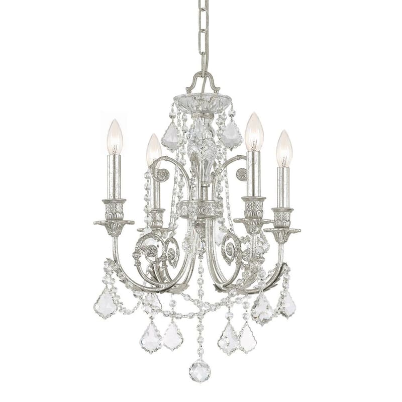 Regis 4-Light Clear Crystal Silver Mini Chandelier