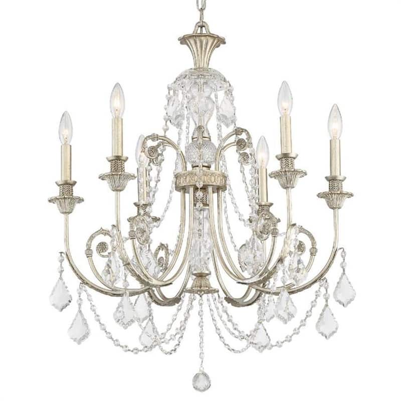 Regis 6-Light Olde Silver Crystal Chandelier