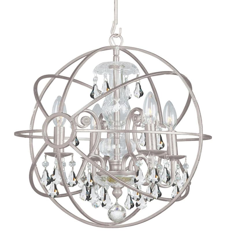 Solaris 4-Light Clear Crystal Silver Mini Chandelier