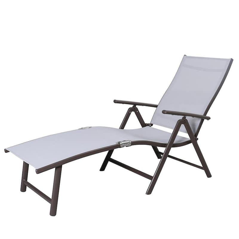 Brown 1-Piece Adjustable Metal Outdoor Chaise Lounge