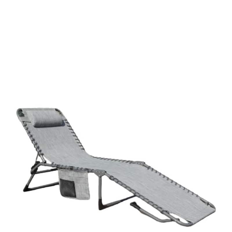 Metal Outdoor Chaise Lounge for Outdoor with Detachable Pocket and Pillow, Portable Adjustable