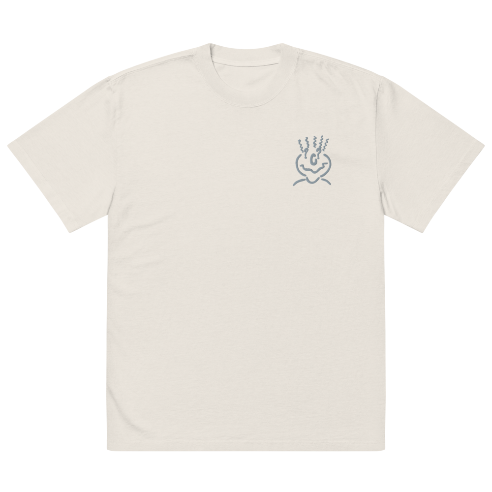 Embroidered Oversized T-Shirt Unisex Beige