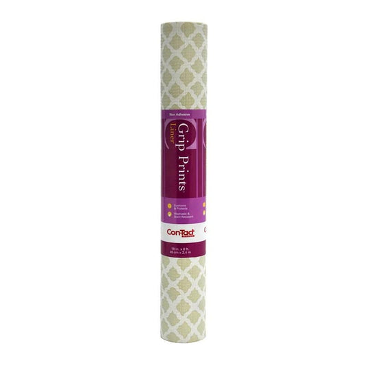 Grip Prints Pale Gray and White Talisman 18 in. x 8 ft. Non-Adhesive Shelf and Drawer Liner (4-Rolls)