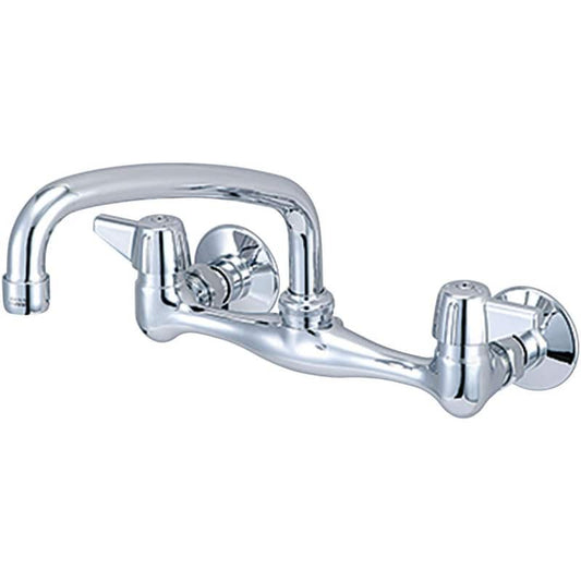 Double-Handle Wall Mount Standard Kitchen Faucet in Polished Chrome