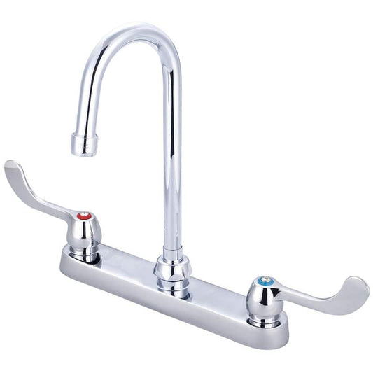 Double-Handle Cast Brass Standard Kitchen Faucet in Polished Chrome