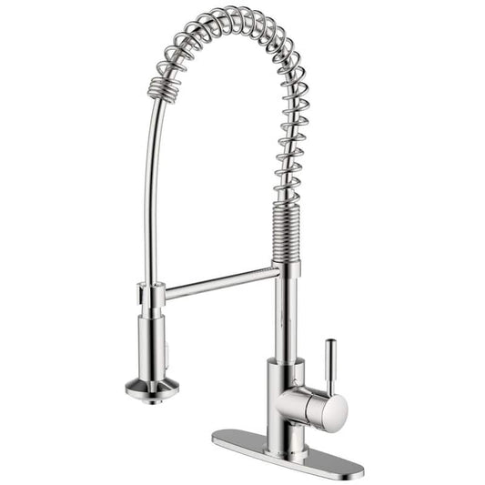 Casmir Single Handle Spring Coil Pull-Down Sprayer Kitchen Faucet in Polished Chrome