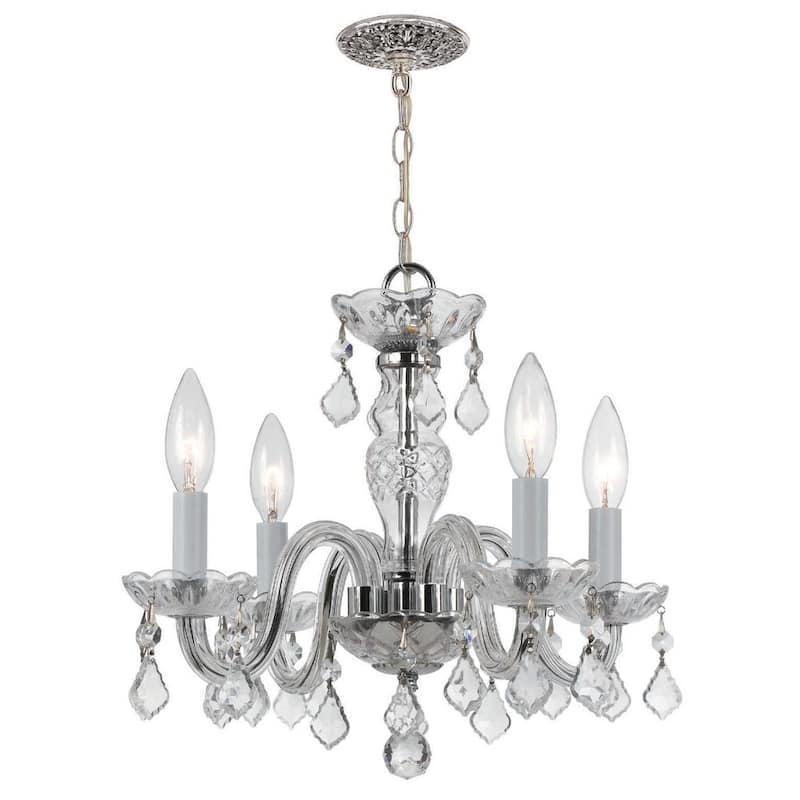 Traditional Crystal 4-Light Clear Swarovski Strass Crystal Chrome Mini Chandelier