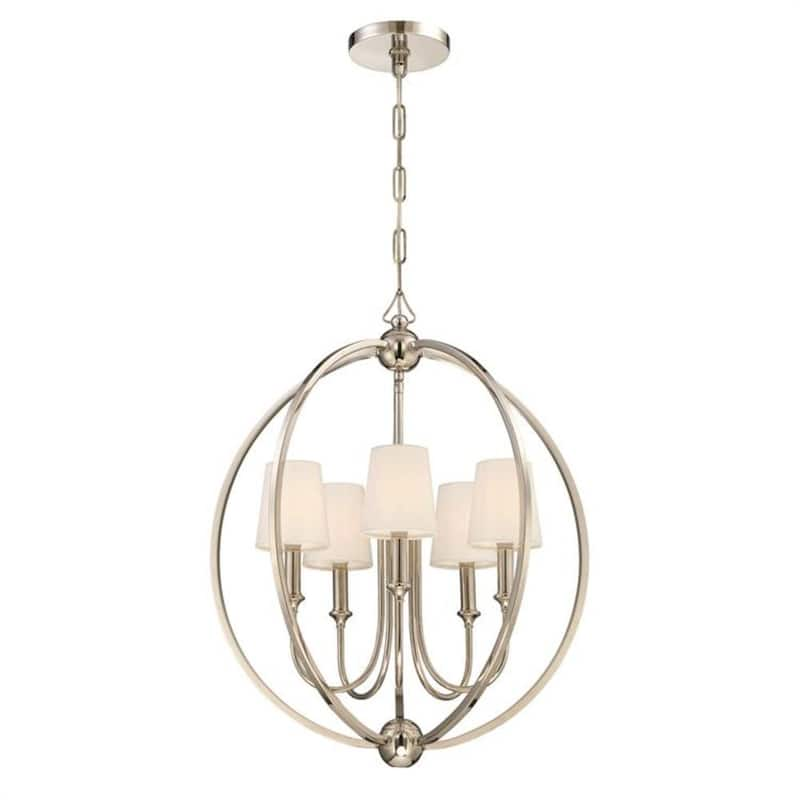 Sylvan 5-Light Polished Nickel Shaded Chandelier with Silk Shade