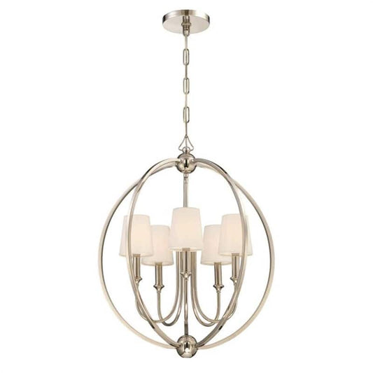 Sylvan 5-Light Polished Nickel Shaded Chandelier with Silk Shade