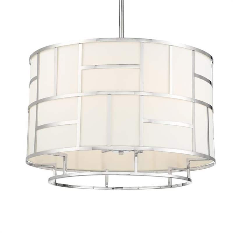 Danielson 6-Light Polished Nickel Shaded Chandelier with Silk Shade