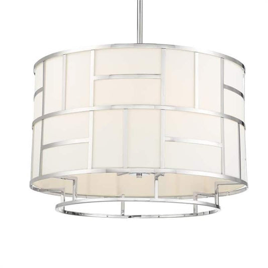 Danielson 6-Light Polished Nickel Shaded Chandelier with Silk Shade