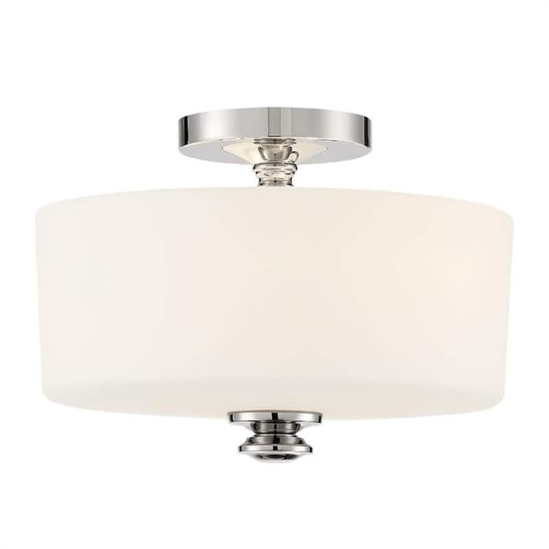 Travis 12.5 in. 2-Light Polished Nickel Flush Mount