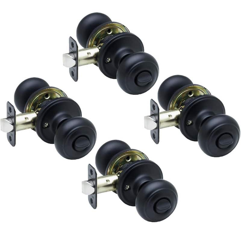 Colonial Black Privacy Door Knob (4-Pack)