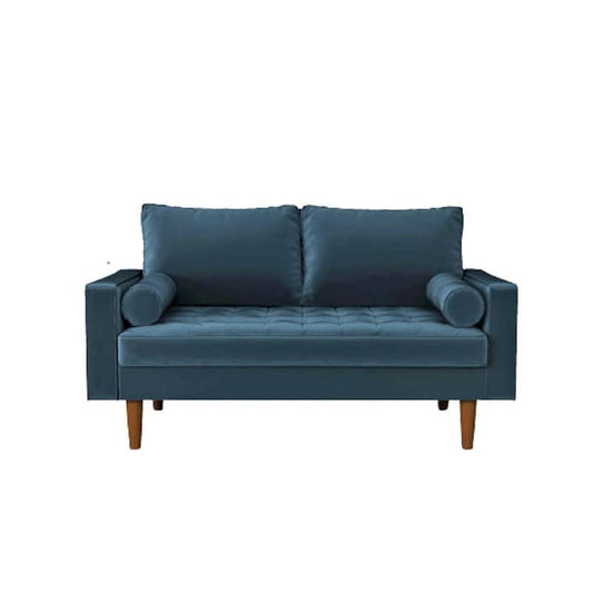 Lincoln 50.39 in. Prussian Blue Tufted Velvet 2-Seats Loveseat with Square Arms