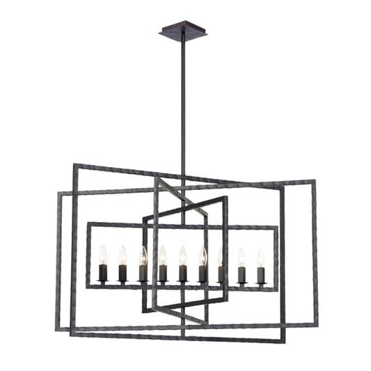 Capri 9-Light Raw Steel Cage Chandelier