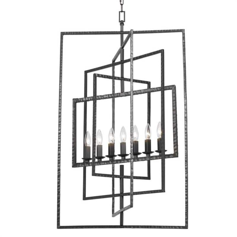 Capri 7-Light Raw Steel Shaded Chandelier