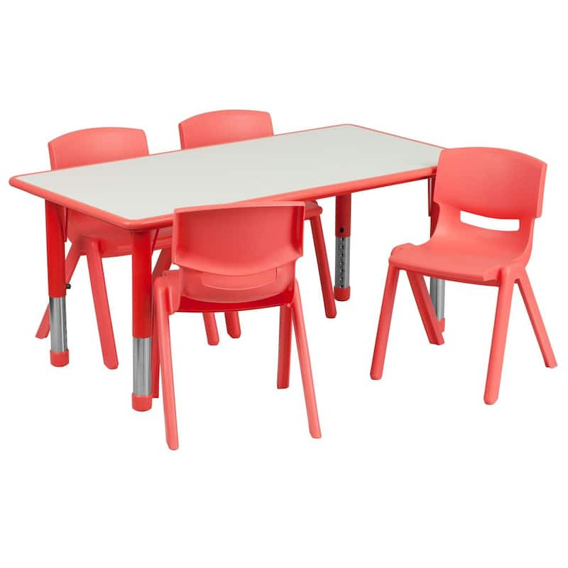 Red 5-Piece Table and Chair Set