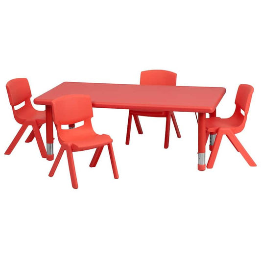 Red 5-Piece Table and Chair Set