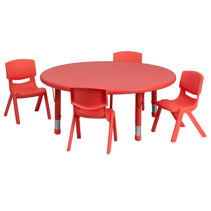 Red 5-Piece Table and Chair Set