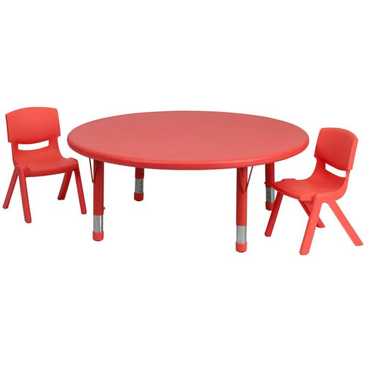 Red 3-Piece Table and Chair Set