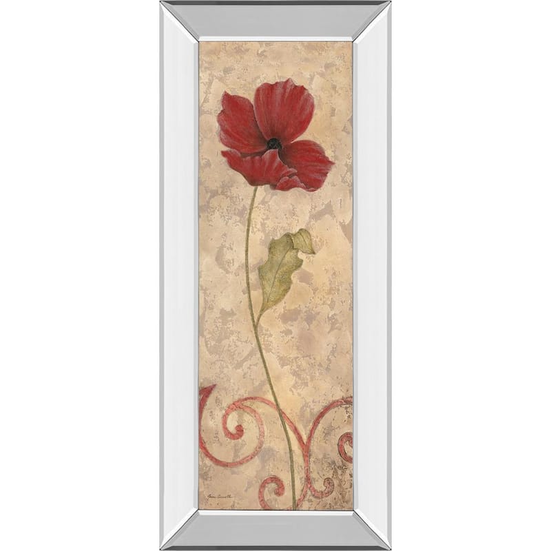 Red Flower IMirrored Framed Print Wall Art 18 in. x 42 in.