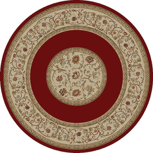 Ankara Floral Border Red 8 ft. Round Area Rug