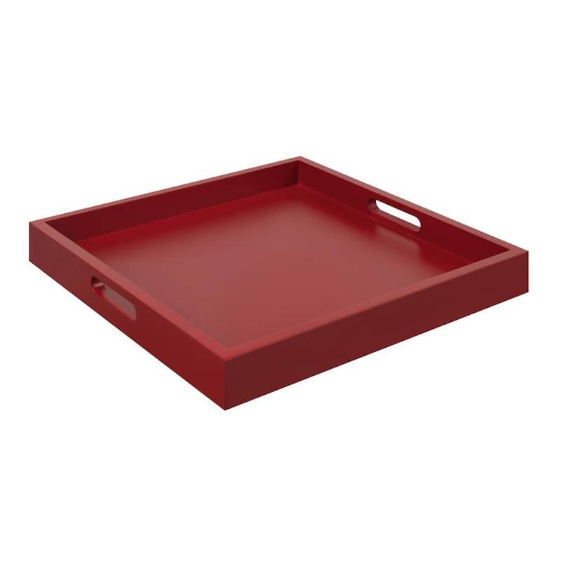 Palm Beach 16.75 in. W x 2 in. H x 16.75 in. D Square Red MDF Serving Tray