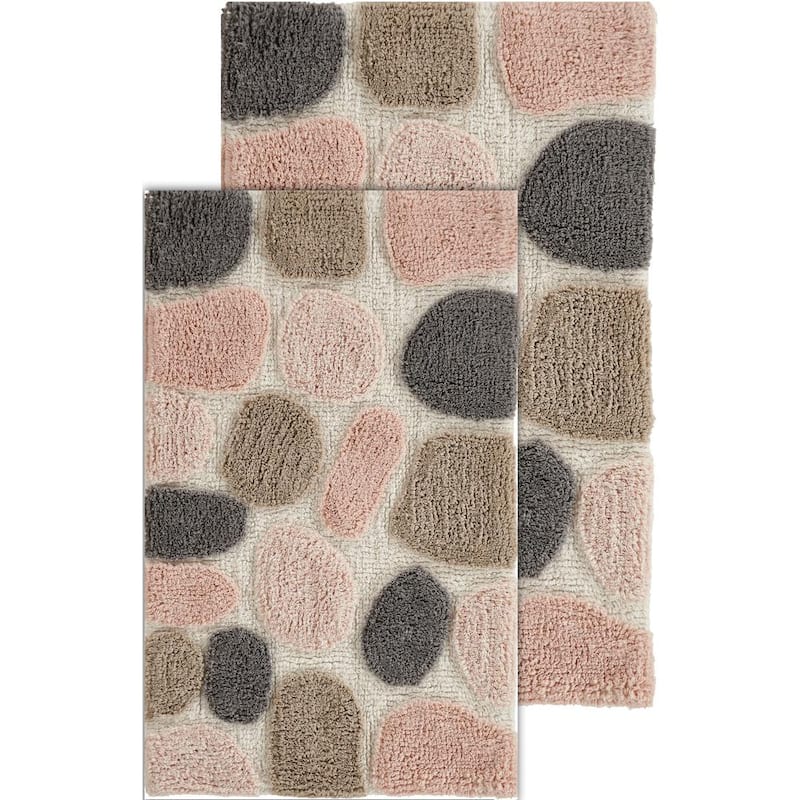 Pebbles Rose Cloud 24 in. x 40 in. Cotton 2-Piece Bath Rug Set