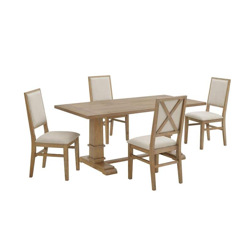 Joanna Rustic 5-Piece Brown Upholstered Dining Set