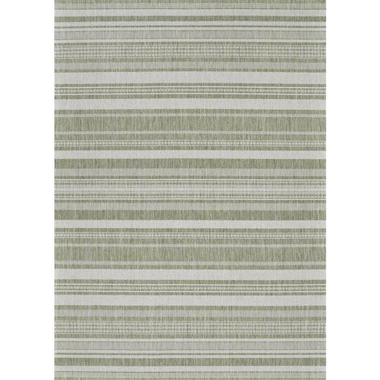 Recife Gazebo Stripe Sage Leaf-Ivory 8 ft. x 11 ft. Indoor/Outdoor Area Rug