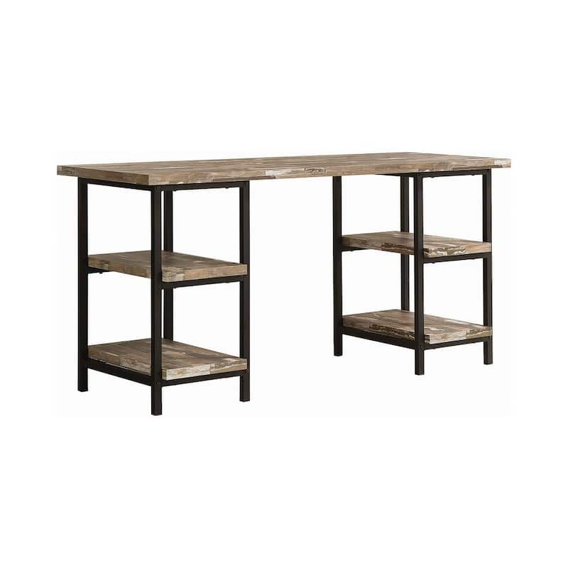 Skelton 59 in. Rectangular Salvaged Cabin Writing Desk with 4 Shelves