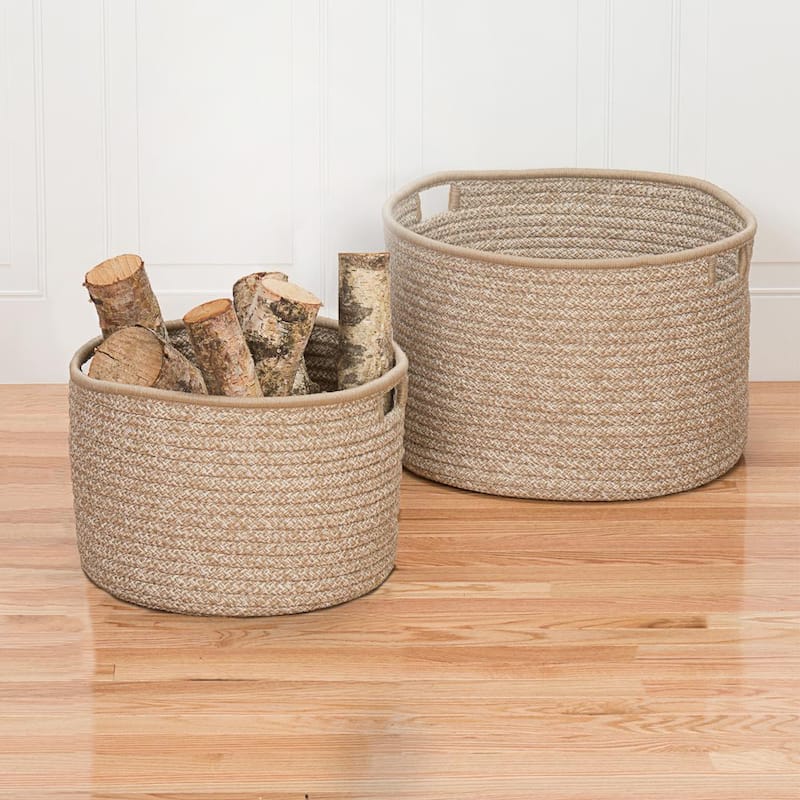 Casablanca 20 in. x 20 in. x 14 in. Sand Round Polypropylene Braided Basket