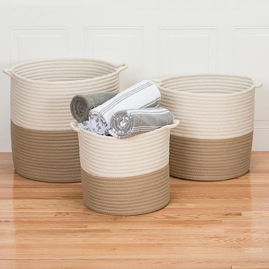 Craftworks 20 in. x 20 in. x 20 in. Sand Round Polypropylene Braided Basket