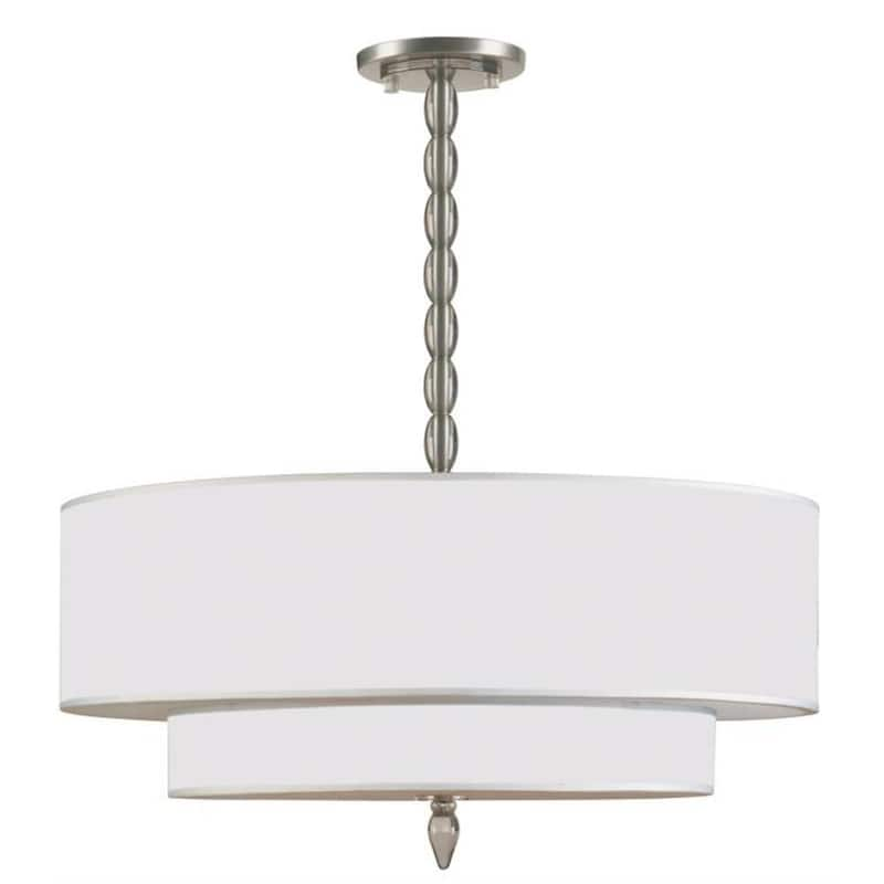 Luxo 5-Light Satin Nickel Shaded Chandelier with Silk Shade