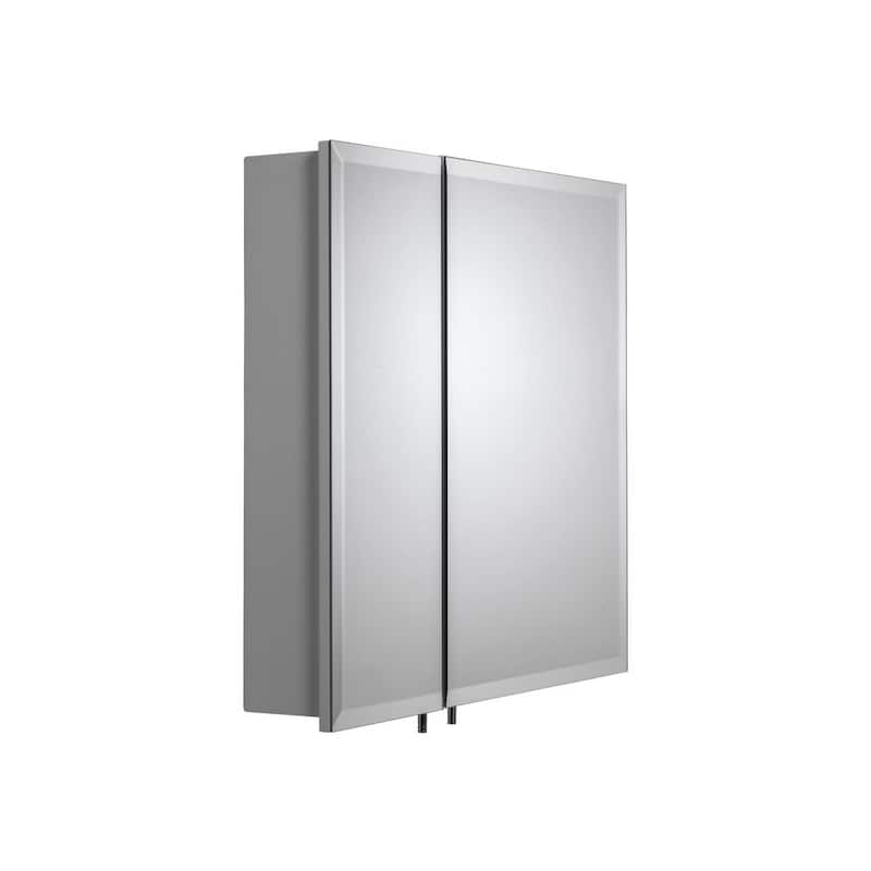 Oreille 24 in. W x 24 in. H Double Door White Steel Surface Mount Medicine Cabinet with Mirror