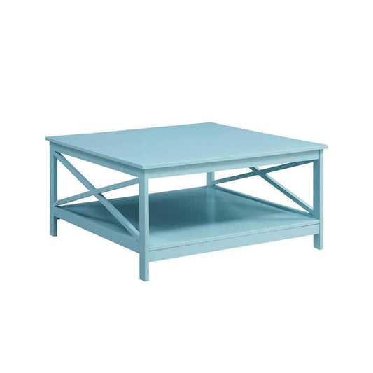 Oxford 36 in. Sea Foam Medium Square Wood Coffee Table with Shelf