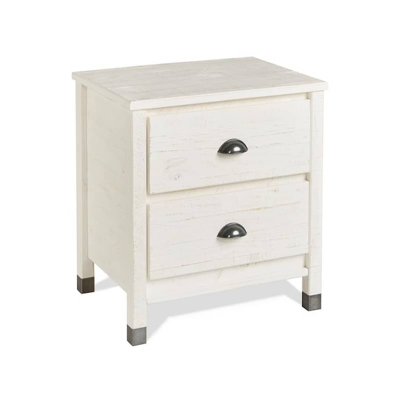 Baja 2-Drawer Shabby White Nightstand