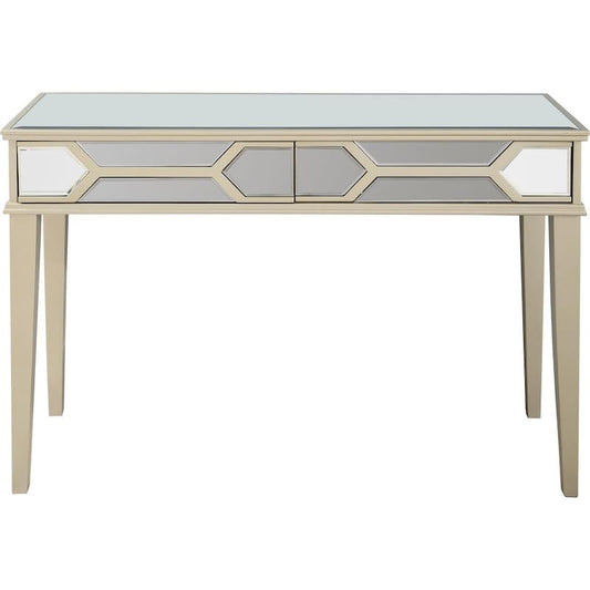 Keeley 48 in. Silver Rectangle Mirrored Glass Console Table with Drawers